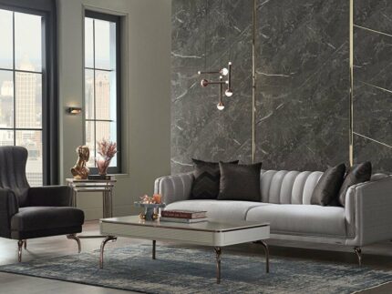Larissa Sitzgarnitur, Luxus braun und grau 1 Dreier-Sessel + 1 Sessel