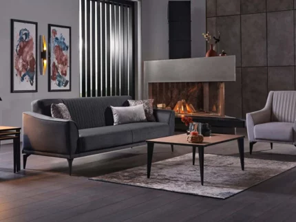 Monaco Sitzgarnitur, modern schwarz und grau wohnzimmer sitzgruppe