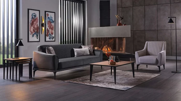 Monaco Sitzgarnitur, modern schwarz und grau wohnzimmer sitzgruppe