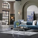 Montego Sitzgarnitur, Luxuriöse graue und blaue Wohnzimmer möbel