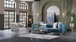Montego Sitzgarnitur, Luxuriöse graue und blaue Wohnzimmer möbel