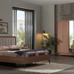 Monaco Schlafzimmerset, hölzern schlafzimmer set, Kleiderschrank 5-türig + Schminktisch + Schminkspiegel + Kopfteil 160 cm + 2 Stück Kommode