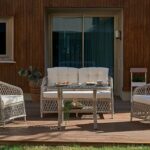 Bellona Glory Mini Set, gartenmöbel, beige Sofasessel, rechteckiges Glas